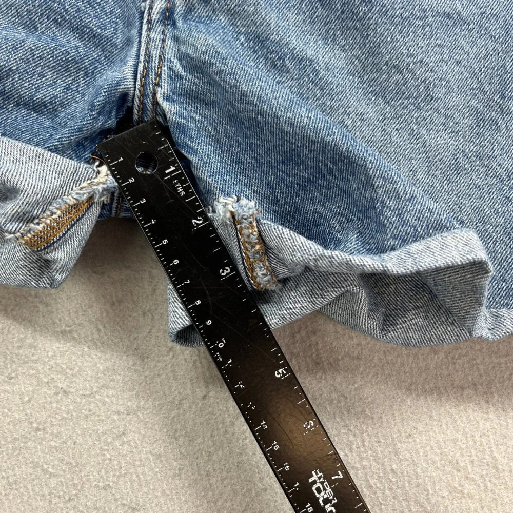 Levis 501 Denim Shorts Womens W28 Blue Jorts Distressed Button Fly Cuffed Y2K